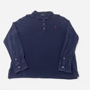 Polo by Ralph Lauren Navy Long-Sleeve Polo with Red Pony Logo
